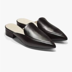 Cole Haan Black Leather Pointed Mules